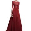 Round Neck Patchwork Plain Evening Dress