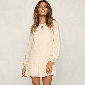 New Casual Pleated Loose Long Sleeve Dress