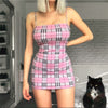 New plaid slim bag hip strap dress