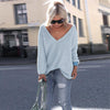 Fashion Long Sleeves Loose V Neck Sweater