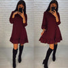 New Fashion Solid Color Pleated Puff L ong Sleeve Dress