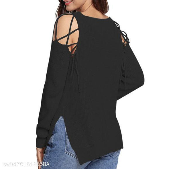 Fashion Round Neck Strapless Sweater