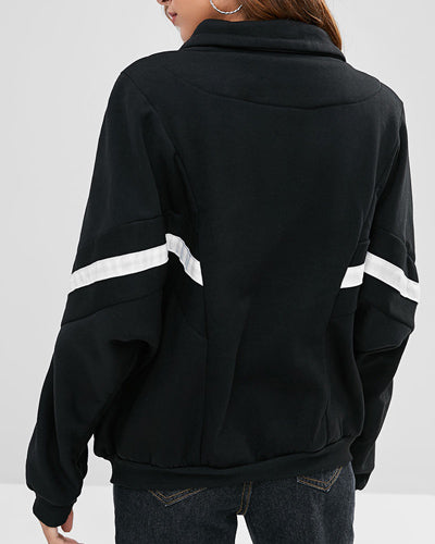 New Loose Solid Color Zipper Lapel Jacket