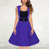 Fashion Square Collar Contrast Sleeveless Belt Dress