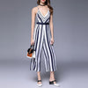 V Neck Stripe Sleeveless Jumpsuit