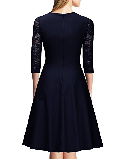 New women's sleeves stitching lace dress