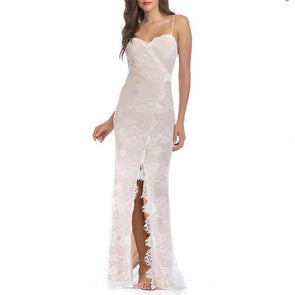 Sexy Lace Stitching Sleeveless Split Bodycon Dress