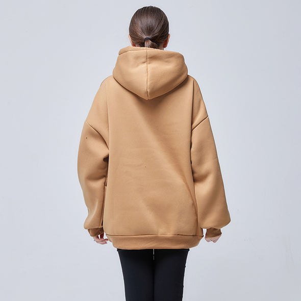 Embroidery Hooded Fleece Pullover Loose Hoodies