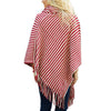 Striped Irregular Knit Turtleneck Tassel Cloak Sweater