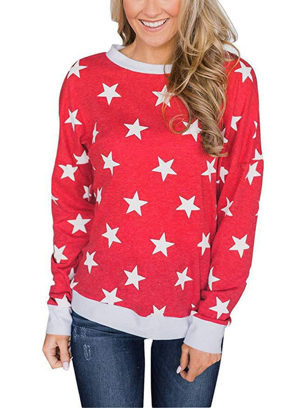 Printed Long-Sleeved O-Neck Sweater