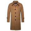 New Men's Long Single-breasted Wool Coat