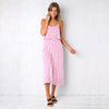 Women's striped hanging bandwidth loose jumpsuit