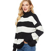 Stripe High Neck Collar Knitting Sweaters