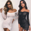 Sexy Tassel Long Sleeve Tube Top Bodycon Dress