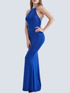 Band Collar Sequin Back Hole Mermaid Evening Dress