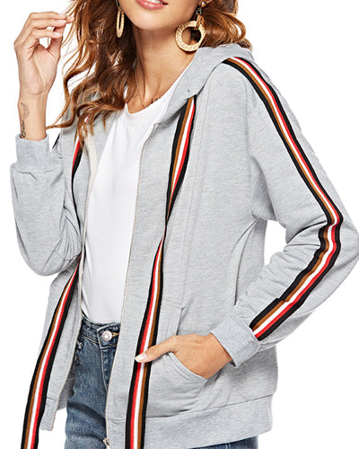 Ribbon Long Sleeve Hooded Sweatshirt