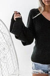 V  Neck   Plain  Polyester  Casual  Sweaters