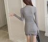 Knit Stitching Lace Bodycon Dress