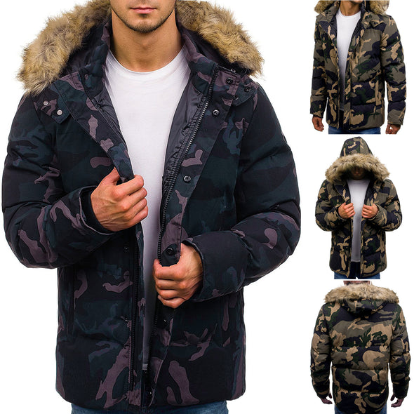 Men's Camouflage Zip Hooded Down Jacket