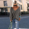 Fashion Long Sleeves Loose V Neck Sweater