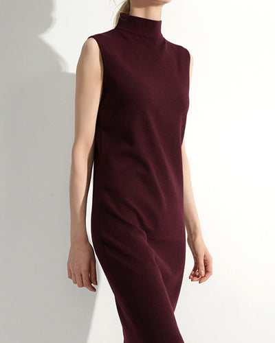 Fashion Sleeveless Turtleneck Dress