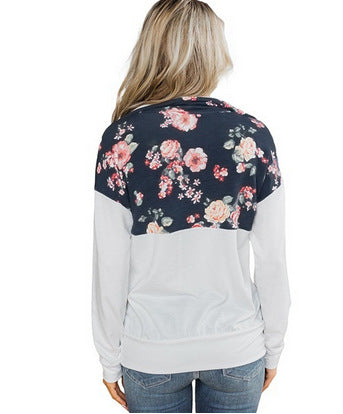 Printed Stitching Pocket Zip Sweatshirt