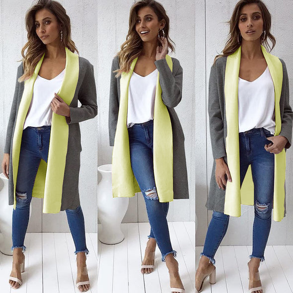 New Candy Color Long Thick Jacket Top