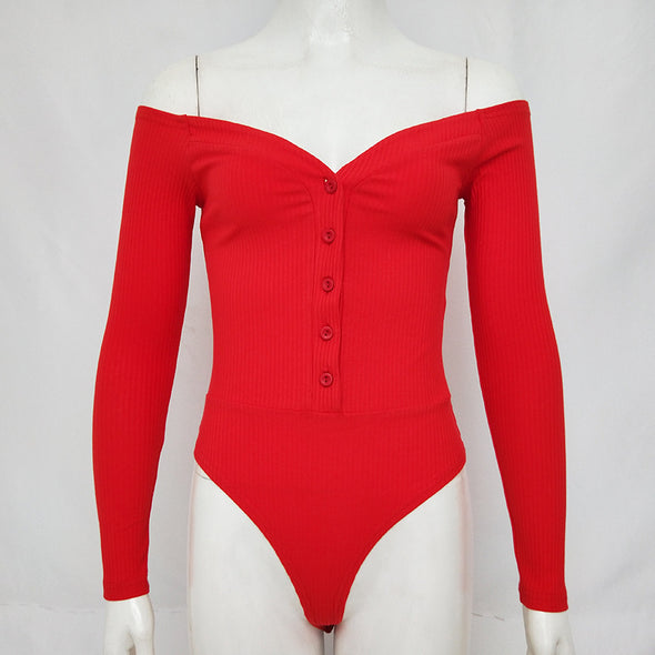 V-neck Long Sleeve Button Bodysuit