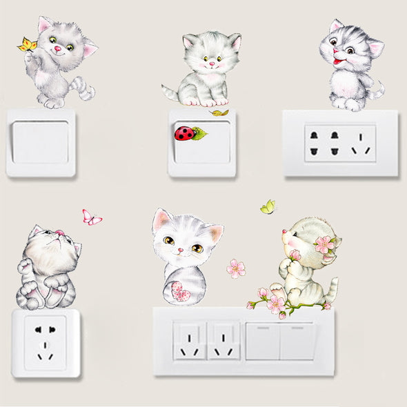 Cartoon Kitten Switch Wall Sticker