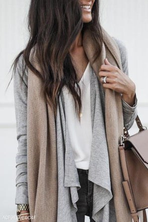 Asymmetric  Hem  Plain Casual  Cardigans