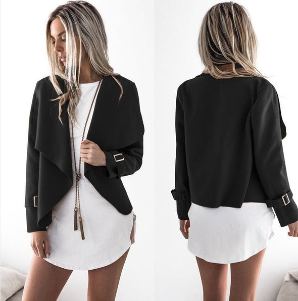 Lapel Long Sleeve Cardigan Woolen Coat