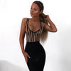 New Striped Mesh Sexy Bodysuit