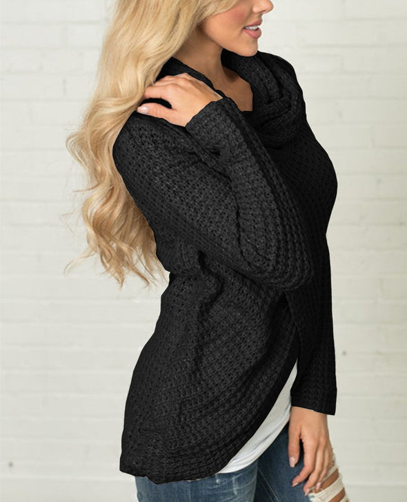 High-Collared Turtleneck Long-Sleeved Sweater