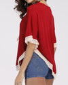 New Fringed Printed Bat Sleeve T-Shirt