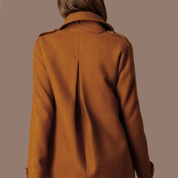 New Slim Lapels Double-Breasted Woolen Coat