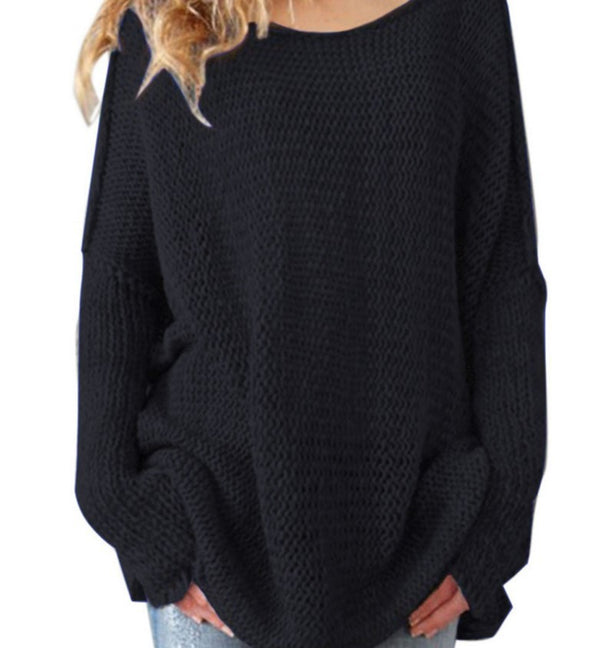 O-Neck Long-Sleeved Solid Color Sweater