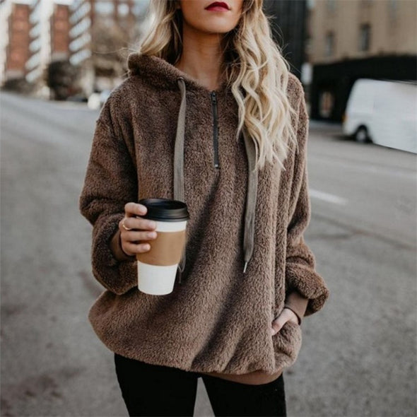 Women's Plush Hooded Sweater coat