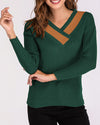 New V-Neck Long-Sleeved Slim Color Matching Sweater