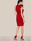 Band Collar  Plain  Blend Bodycon Dress