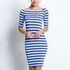 Cutaway Collar Strapless Striped Package Hip Bodycon Dress