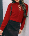 V-neck Halter Neck Down Sleeve Sweater