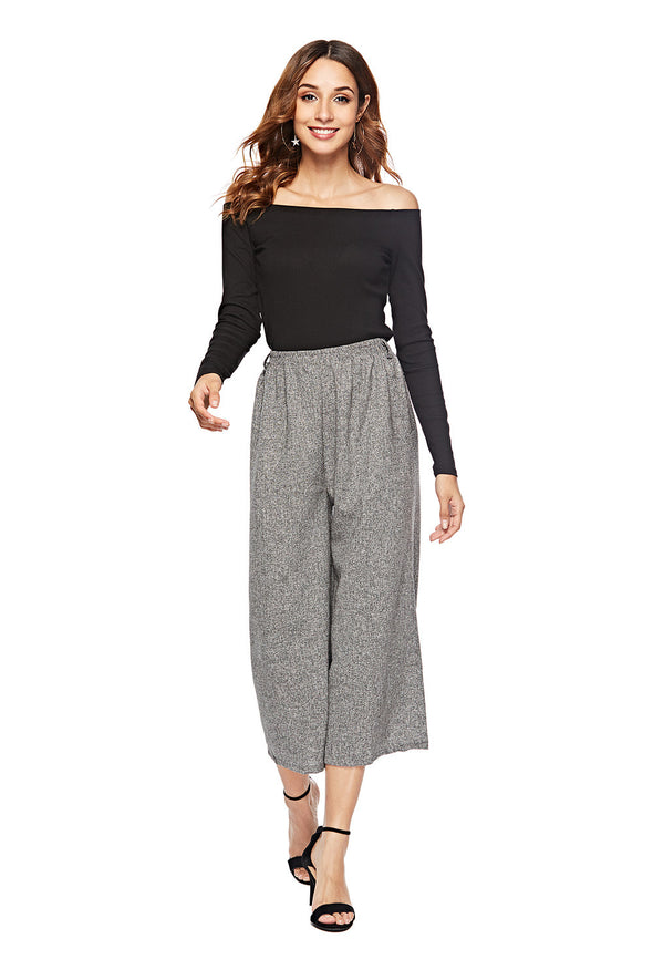 New Loose thick Cropped wide-leg pants plus size