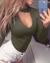 Women's V-neck Long-Sleeved Bodysuit