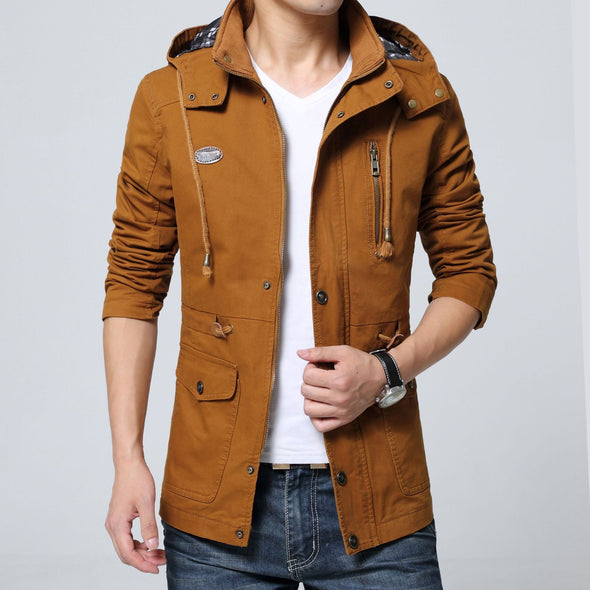 Men's Casual Hooded Stand Collar Jacket