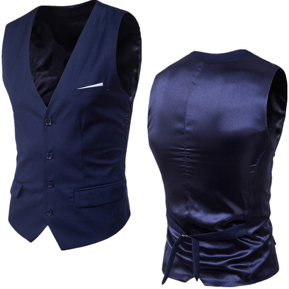 Men's Slim Solid Color Lattice Suit Vest