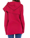 Long-Sleeved Fleece Solid Color Irregular Hooded Sweatshirt