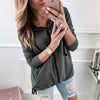 Solid Color Long Sleeve Hooded Zipper Cardigan