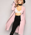 Fashion Split Pure Color Long Sleeve Cardigan Outwear