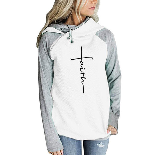 Zipper Long Sleeve Hooded Fleece Sweatshirt