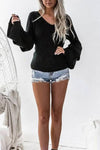 V  Neck   Plain  Polyester  Casual  Sweaters